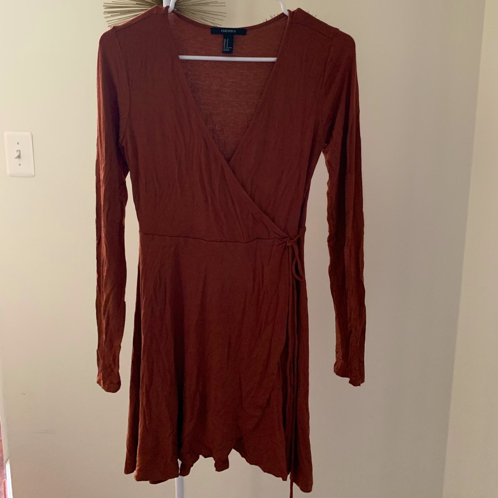 Burnt orange wrap dress